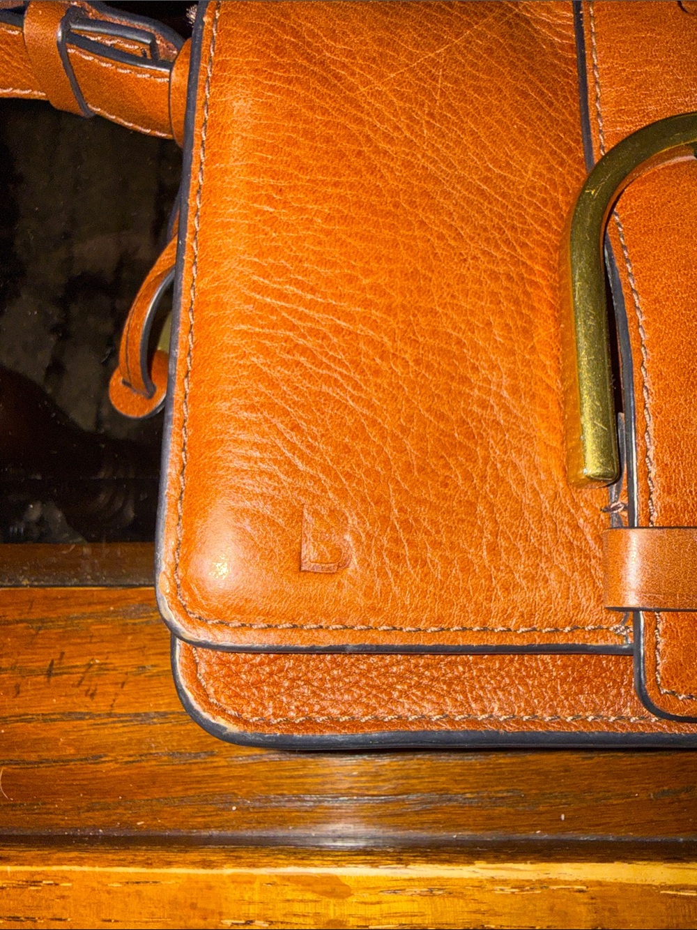 Fossil Brown Leather Crossbody with Gold-Tone Buckle - Picture 3 of 5